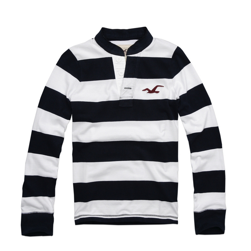 Hollister Hombres Ponte de pie de cuello Largo Remera HCO3844